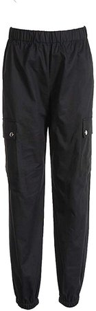 Women’s Cargo Jogger Pants Casual Baggy Stylish High Waisted Sport Hiking Pants with Pockets (Black, Medium) at Amazon Women’s Clothing store