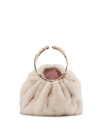 Valentino Bebop Loop Mink Fur Top-Handle Bag In Pink | ModeSens