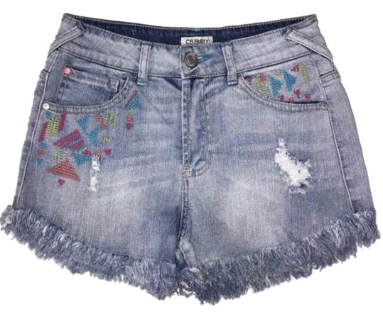 Google Image Result for https://img-static.tradesy.com/item/23063114/celebrity-pink-embroidered-frayed-hem-jean-cut-off-shorts-size-4-s-27-0-1-960-960.jpg