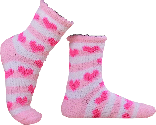 pink heart fluffy socks