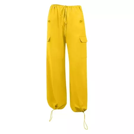 JWZUY Baggy Parachute Pants for Women Drawstring Elastic High Waist Ruched Cargo Pants Multiple Pockets Jogger Pants Yellow L - Walmart.com