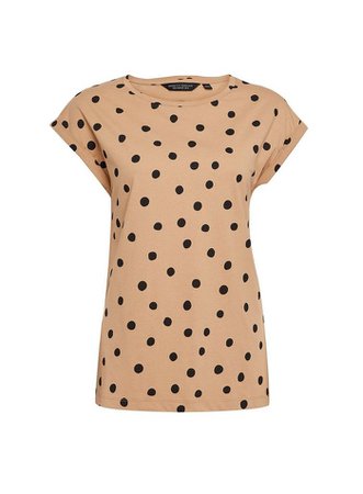 Camel Spot Print Roll Sleeve T-Shirt | Dorothy Perkins