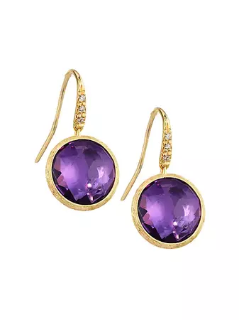 Shop Marco Bicego Jaipur Color 18K Yellow Gold, Amethyst & 0.05 TCW Diamond Drop Earrings | Saks Fifth Avenue