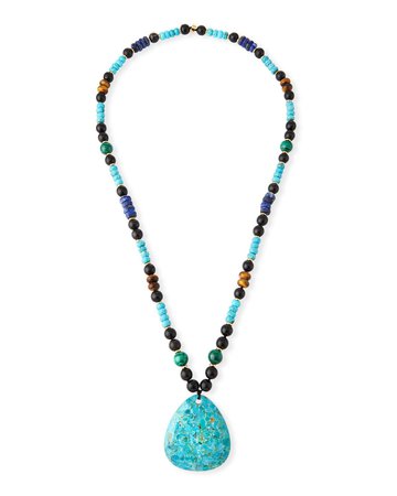 NEST Jewelry 38" Long Beaded Turquoise Pendant Necklace