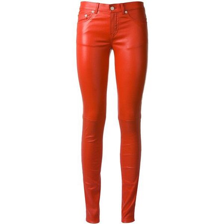 Saint Laurent red leather pants