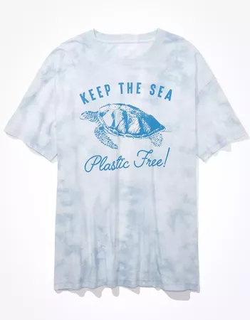 AE Tie Dye Turtle Graphic T-Shirt blue
