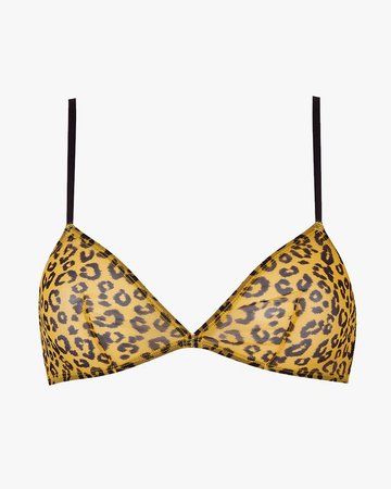 yellow leopard mesh soft bra | les girls les boys - les girls les boys