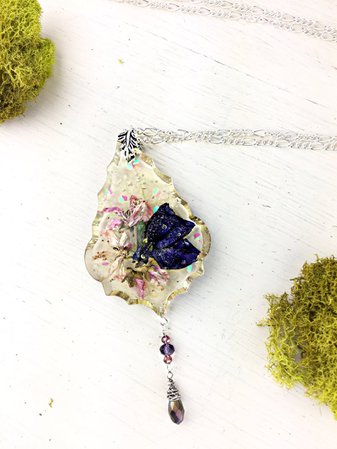 Resin Necklace Terrarium Necklace Botanical Jewelry Floral | Etsy