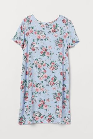 Short Dress - Light blue/roses - | H&M US