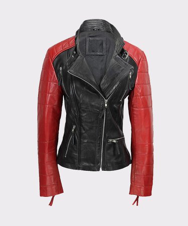 harley quinn black red jacket