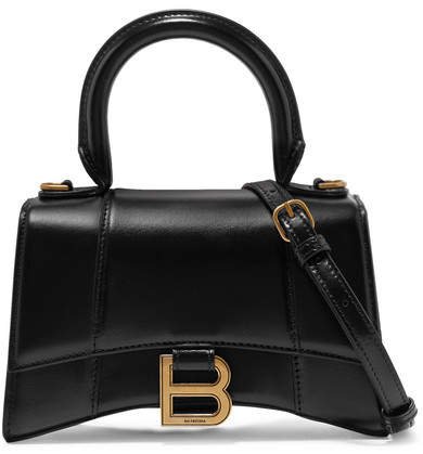 Hourglass Xs Leather Shoulder Bag - Black