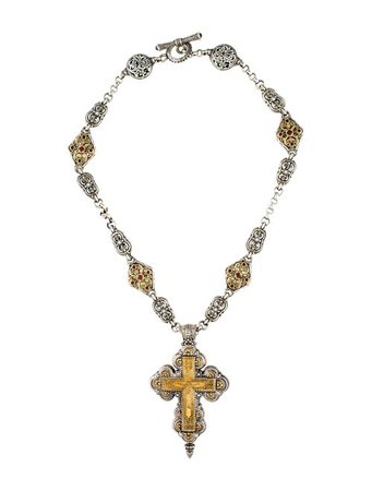 Konstantino Garnet Filigree Cross Pendant Necklace - Necklaces - KON22253 | The RealReal