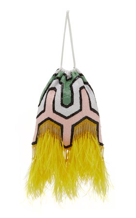 Mini Feather-Embellished Sequined Pouch by Attico | Moda Operandi