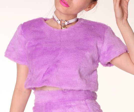 Gigi Faux Fur Crop Top in Purple (Top Only) | Glitters For Dinner