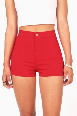 High waisted red shorts