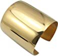 Amazon.com: U7 Women Chunky Grooved Wristband Statement Jewelry 18K Gold Plated Stainless Steel Polished Curve Cuff Bracelet Bangle: Jewelry