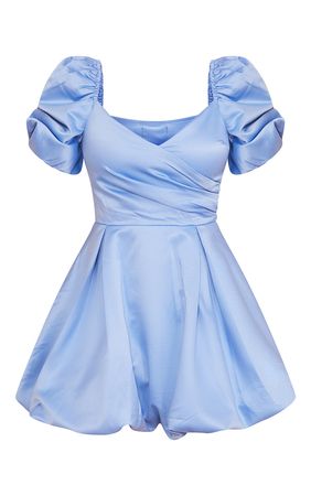 light blue puff sleeve dress