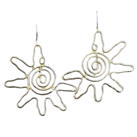 gold wire sun earrings