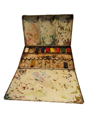 vintage watercolor case art supplies