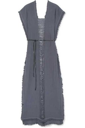 Caravana | Tunku belted frayed cotton-gauze maxi dress | NET-A-PORTER.COM