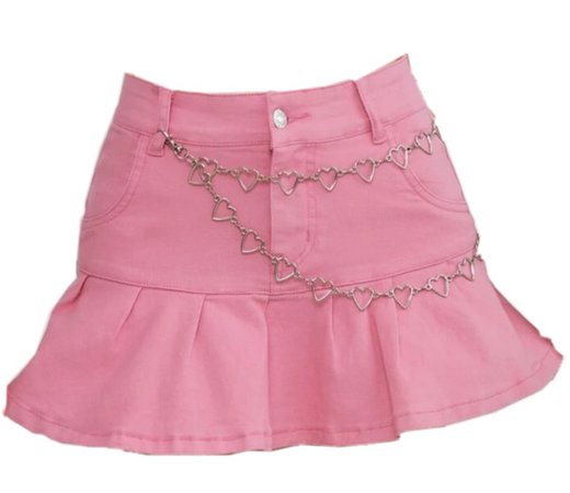 pink denim skirt