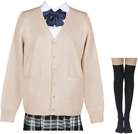Amazon.com: Girls High School Uniform Womens Anime Japanese Cosplay Cardigan with Socks 11 Colors XS-2XL: Clothing