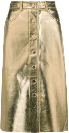 Paris metallic leather midi skirt