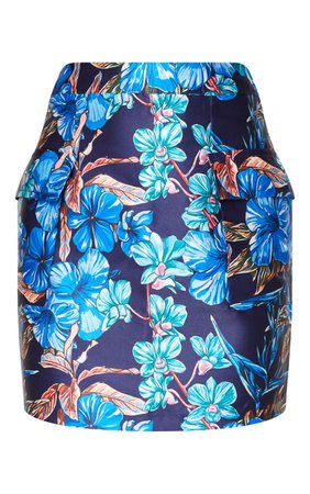 Burgundy Floral Woven Pocket Mini Skirt | PrettyLittleThing USA