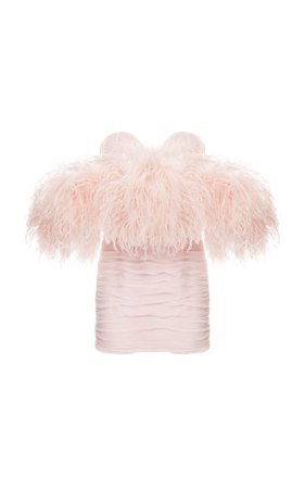 Feather-Trimmed Silk Mini Dress By Magda Butrym | Moda Operandi