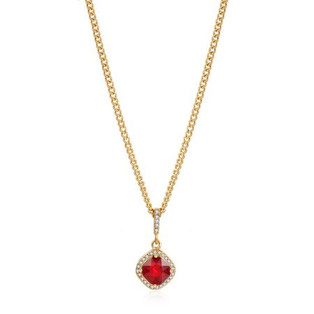 Elegant Iced Ruby Necklace with Gold Chain | VibeSzn