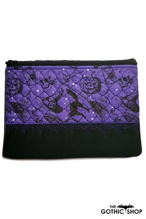 Purple Halloween Print Pencil Case | Makeup Bag | Gifts &