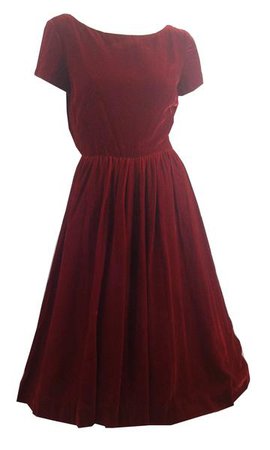 Ruby Red Velvet Party Dress w/ Blouson Back and Full Skirt circa 1960s – Dorothea's Closet Vintage