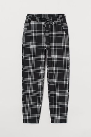Jersey trousers - Black/White checked - Ladies | H&M GB