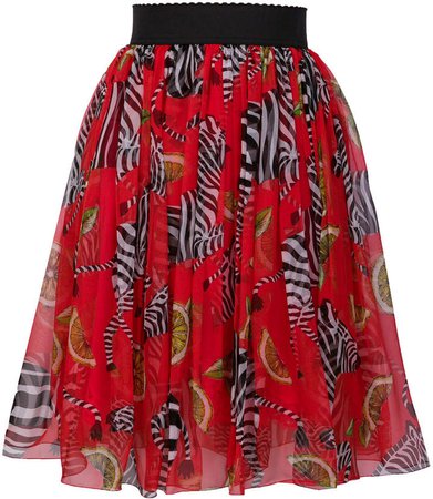 pleated zebra print skirt
