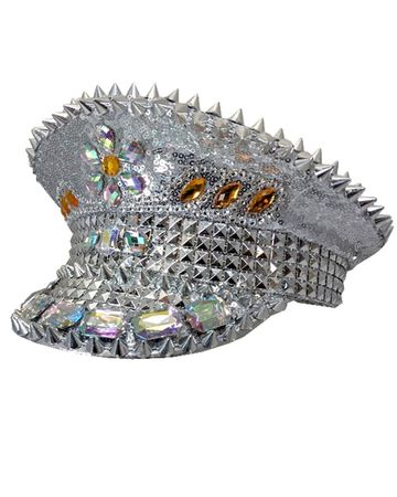 Silver Sequins Crystals Festival Costume Hat| Blossom Costumes