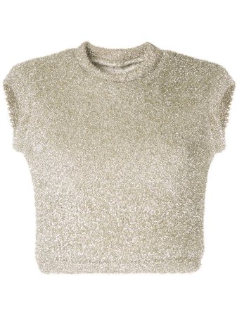 Shop Bambah metallic knitted crop top with Express Delivery - FARFETCH