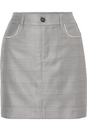 GANNI | Crystal-embellished checked silk and wool-blend mini skirt | NET-A-PORTER.COM