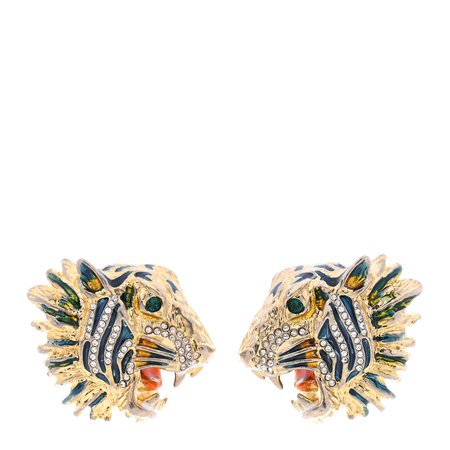 GUCCI Crystal Rajah Earrings Gold 1011159 | FASHIONPHILE