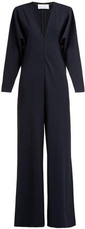 Batwing Jersey Jumpsuit - Womens - Navy