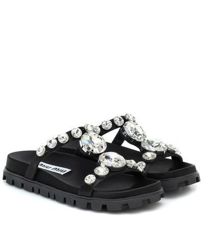 Miu Miu - Crystal-embellished sandals | Mytheresa