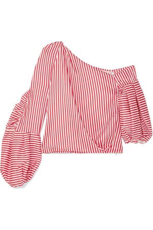 Hellessy | Hilda one-shoulder striped silk-blend twill top | NET-A-PORTER.COM
