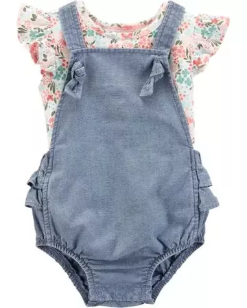 Baby Girl 2-Piece Floral Tee & Bubble Romper Set | Carters.com