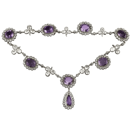 1880 Late Victorian Amethyst and Rock Crystal Necklace