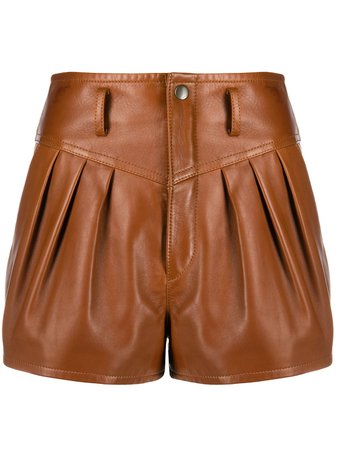 Saint Laurent high-rise Pleated Leather Shorts - Farfetch