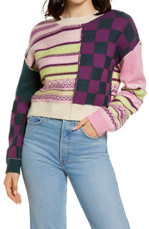 BP. Mix Pattern Crewneck Sweater | Nordstrom