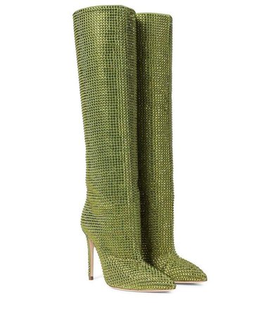 green glitter boots