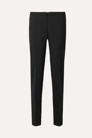 Silk-paneled Wool-crepe Tapered Pants - Black