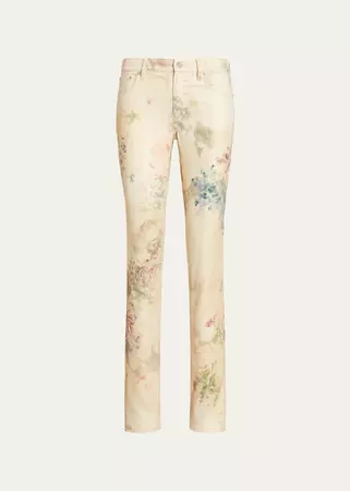 Ralph Lauren Collection 160 Faded Floral-Print Slim-Leg Jeans - Bergdorf Goodman