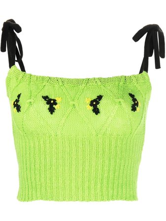 CORMIO Clio floral-embroidered Cropped Top - Farfetch
