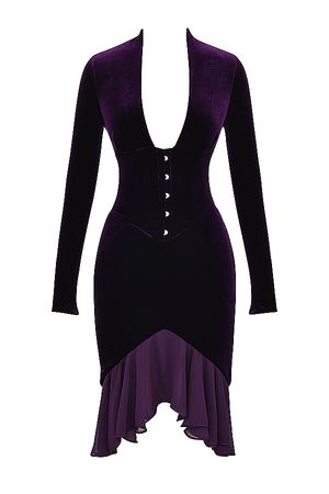 'Dahna' Dark Purple Velvet Corset Dress